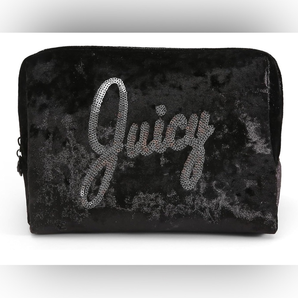 Juicy Couture Black crushed velvet bag with silver sequins